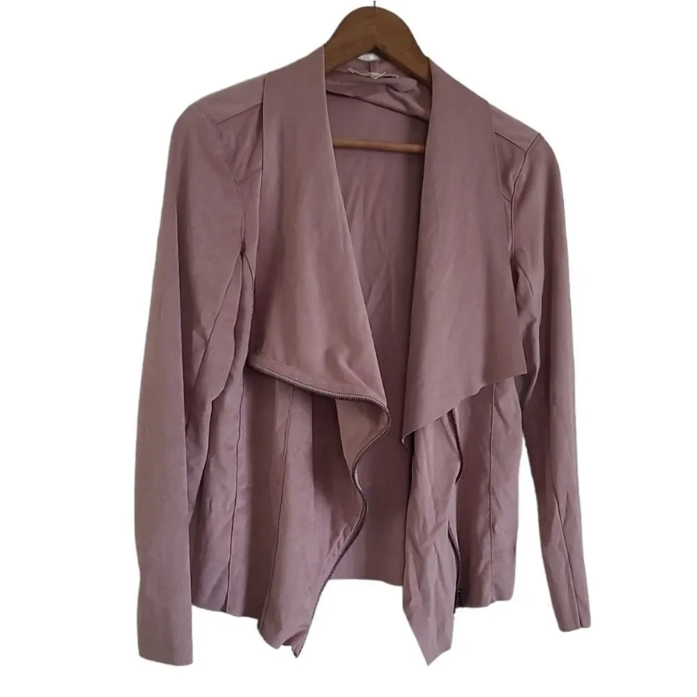 Juniors Faux-Suede Asymmetrical Zip-Front Jacket size small  Kingston Grey